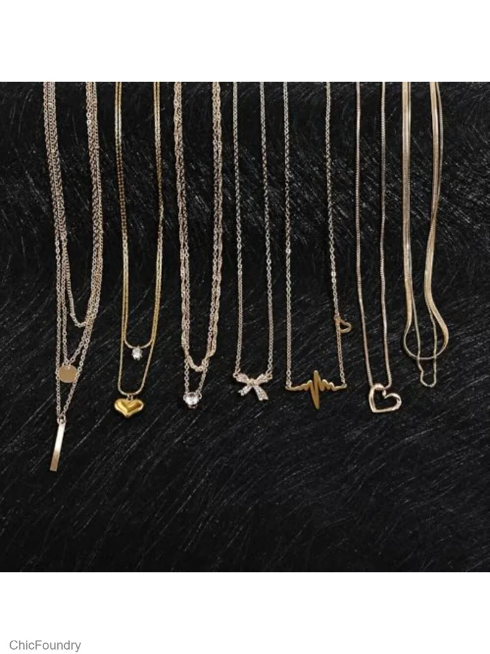 16 Pc Gold Plated Layering Necklace Set Choker Stack
